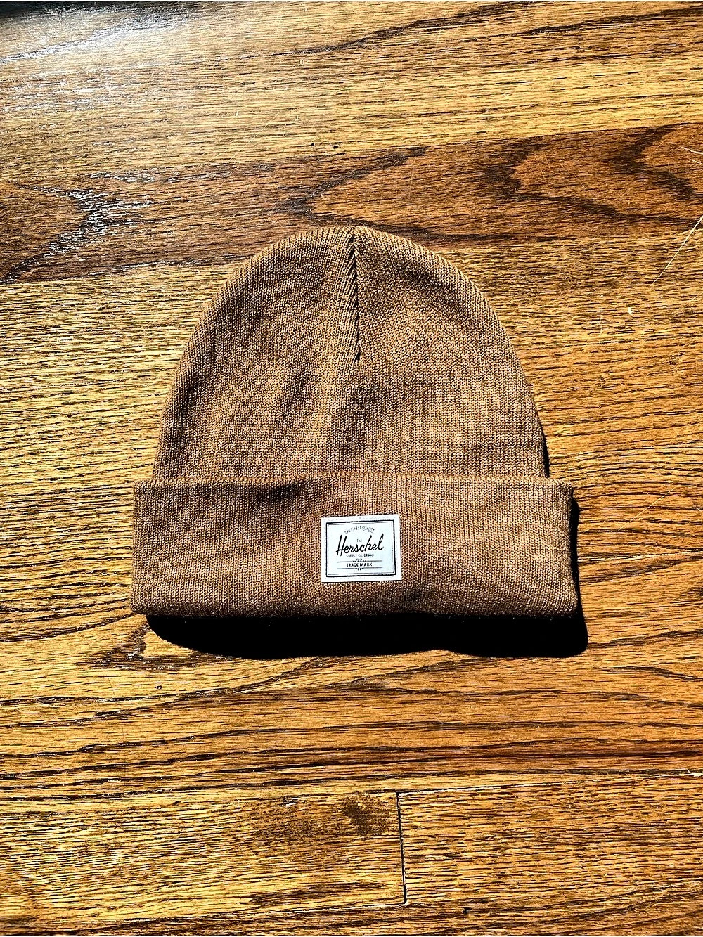 Herschel Brown Knit Cuffed Beanie Like New